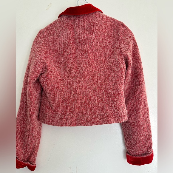 Vintage Velvet Trim Crop Jacket Antique Buttons and Pockets Medium - Picture 2 of 10